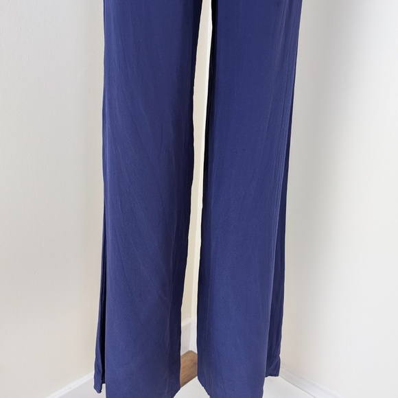 Jay Godfrey Silk Navy Jumpsuit Strapless Sleeveless Wide Leg Navy Long Onepiece - Picture 7 of 14